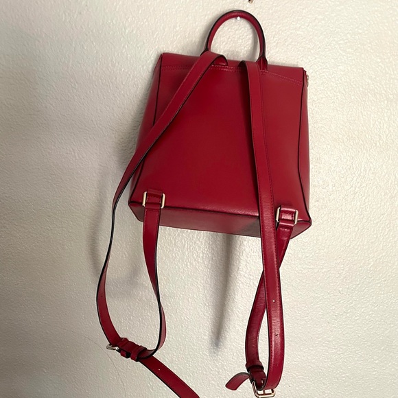 DKNY Bryant Leather Top Zip red Backpack bag - Picture 6 of 10